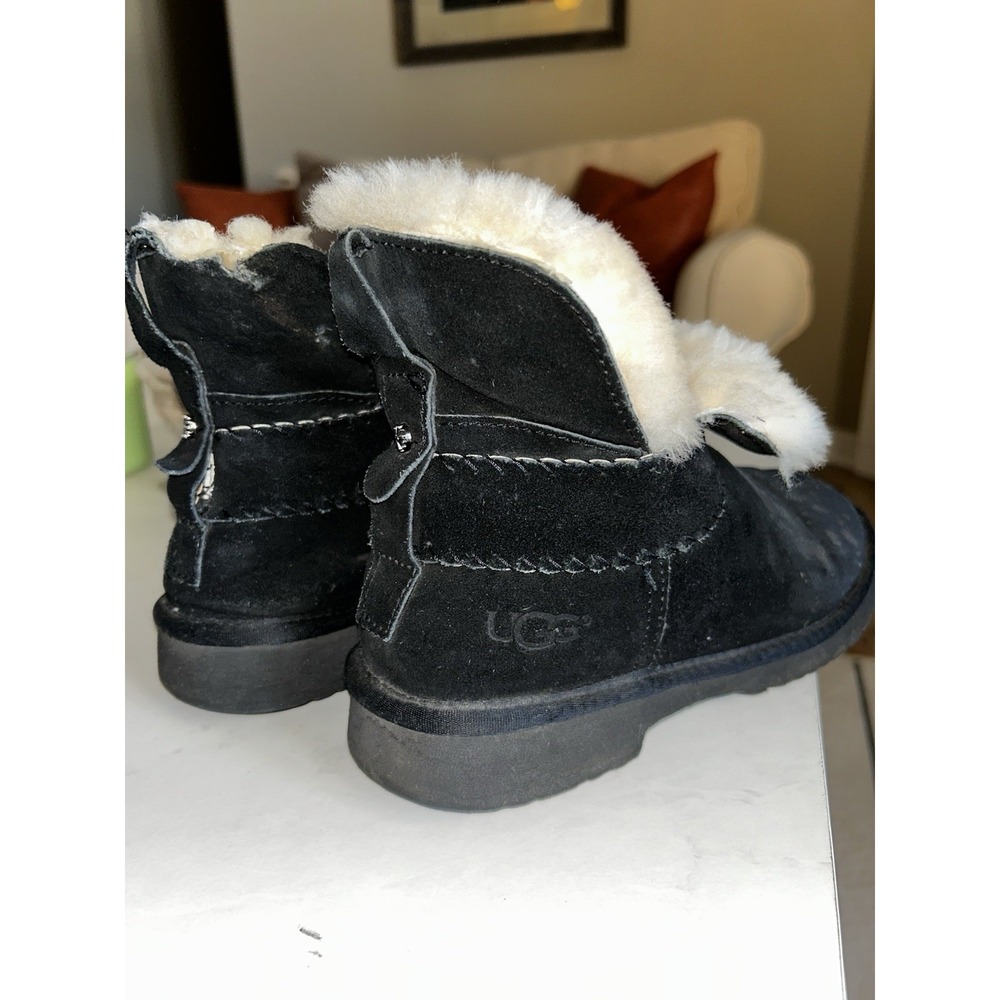 black suede UGG Classic Short Sheepskin Cuff boots 8